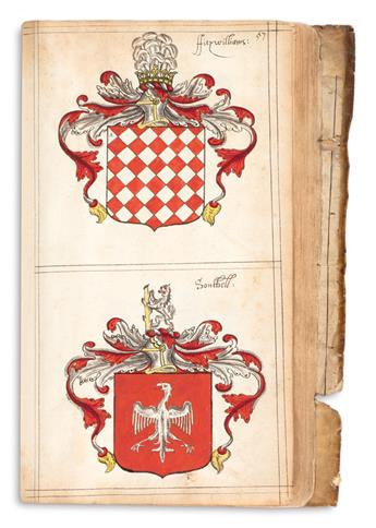(HERALDRY.) Manuscript volume of aristocratic arms.